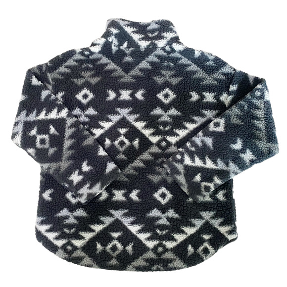 Old Navy Black Gray Aztec Print 1/2 Zip Fleece Pullover Womens Size L - Picture 8 of 8